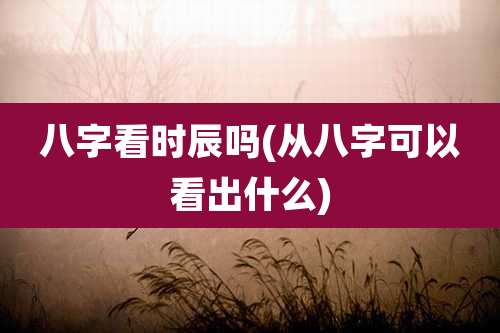 八字看时辰吗(从八字可以看出什么)