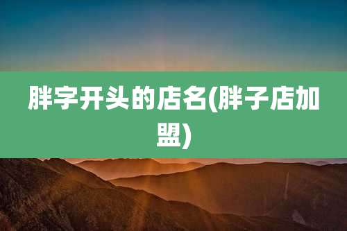 胖字开头的店名(胖子店加盟)