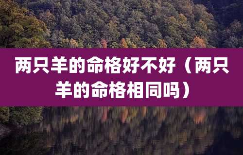 两只羊的命格好不好（两只羊的命格相同吗）