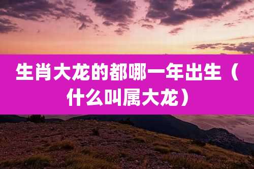 生肖大龙的都哪一年出生（什么叫属大龙）