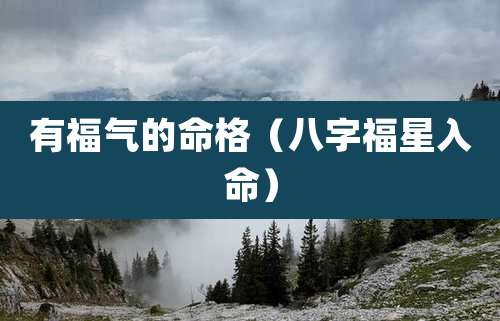 有福气的命格（八字福星入命）