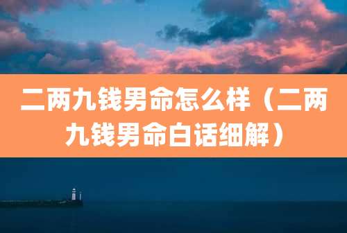二两九钱男命怎么样（二两九钱男命白话细解）