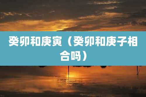 癸卯和庚寅（癸卯和庚子相合吗）