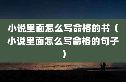 小说里面怎么写命格的书（小说里面怎么写命格的句子）