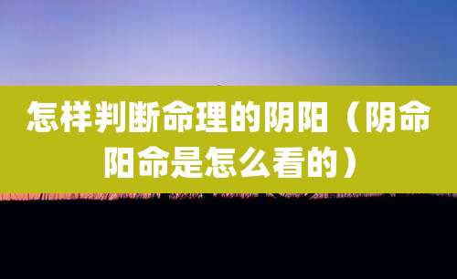 怎样判断命理的阴阳（阴命阳命是怎么看的）