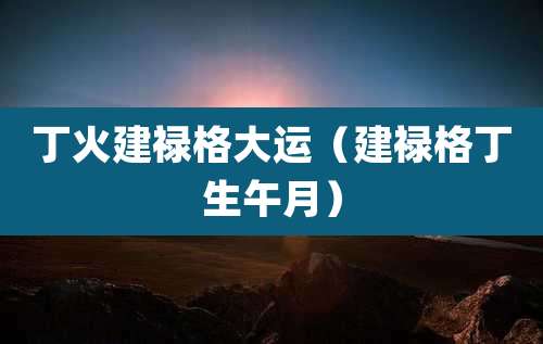 丁火建禄格大运（建禄格丁生午月）