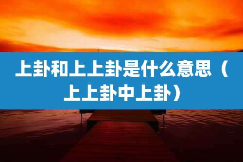 上卦和上上卦是什么意思（上上卦中上卦）