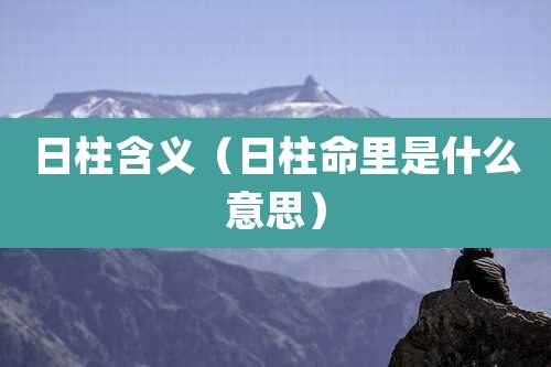 日柱含义（日柱命里是什么意思）