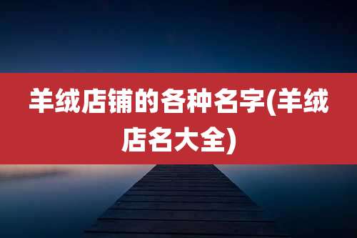 羊绒店铺的各种名字(羊绒店名大全)