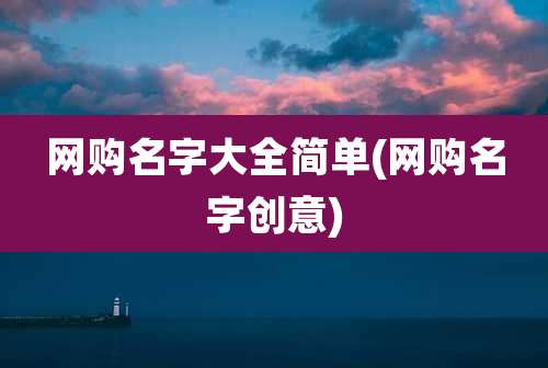 网购名字大全简单(网购名字创意)