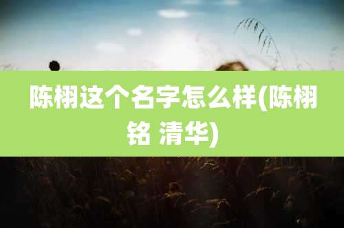 陈栩这个名字怎么样(陈栩铭 清华)