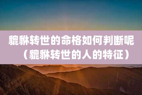 貔貅转世的命格如何判断呢(貔貅转世的人的特征)