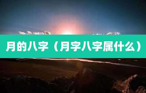 月的八字（月字八字属什么）