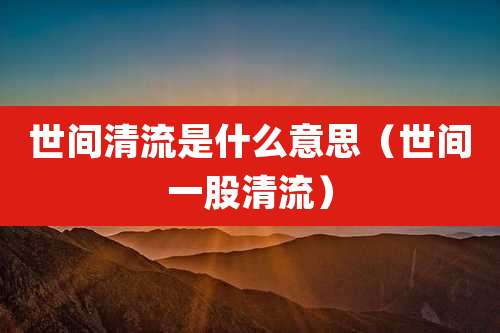 世间清流是什么意思（世间一股清流）