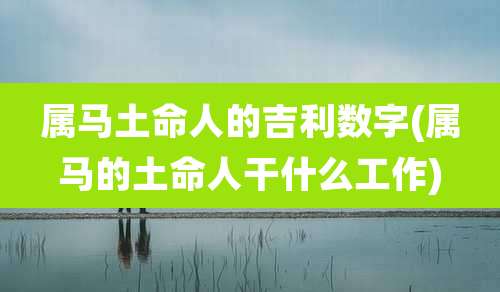 属马土命人的吉利数字(属马的土命人干什么工作)
