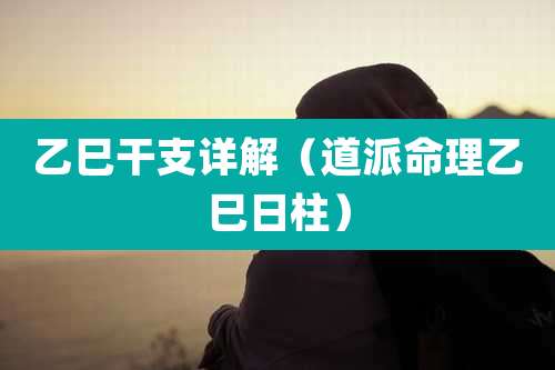 乙巳干支详解(道派命理乙巳日柱)