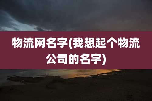 物流网名字(我想起个物流公司的名字)