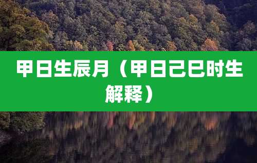 甲日生辰月（甲日己巳时生解释）