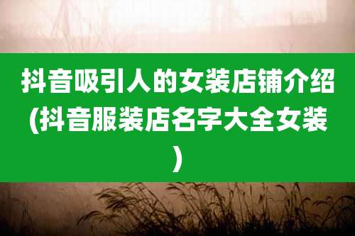 抖音吸引人的女装店铺介绍(抖音服装店名字大全女装)