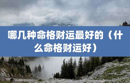 哪几种命格财运最好的（什么命格财运好）