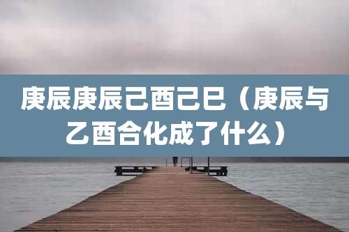 庚辰庚辰己酉己巳（庚辰与乙酉合化成了什么）