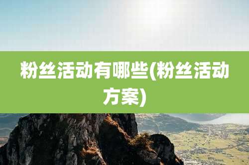 粉丝活动有哪些(粉丝活动方案)