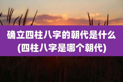 确立四柱八字的朝代是什么(四柱八字是哪个朝代)
