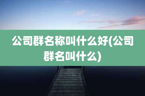 公司群名称叫什么好(公司群名叫什么)