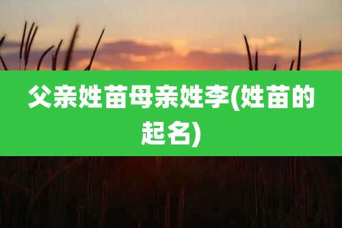 父亲姓苗母亲姓李(姓苗的起名)