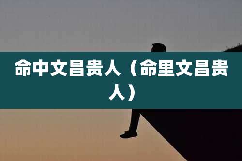 命中文昌贵人（命里文昌贵人）