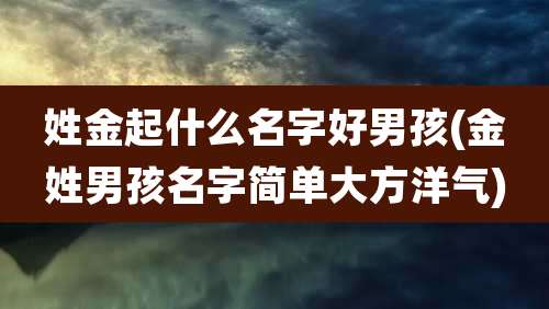 姓金起什么名字好男孩(金姓男孩名字简单大方洋气)