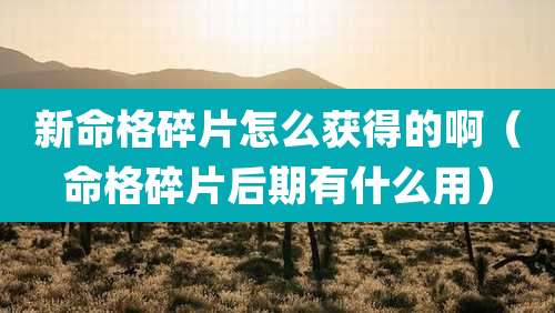 新命格碎片怎么获得的啊（命格碎片后期有什么用）