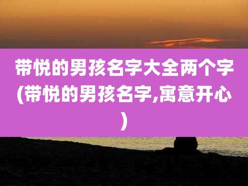 带悦的男孩名字大全两个字(带悦的男孩名字,寓意开心)