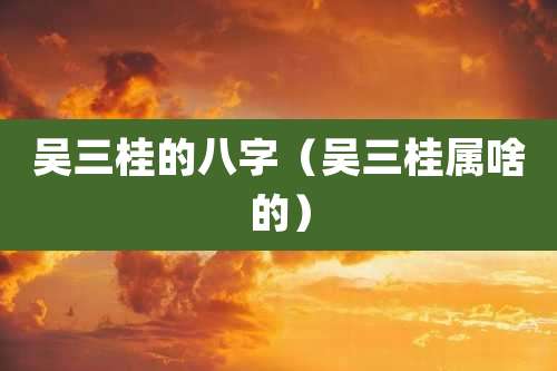 吴三桂的八字（吴三桂属啥的）