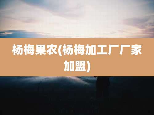 杨梅果农(杨梅加工厂厂家加盟)