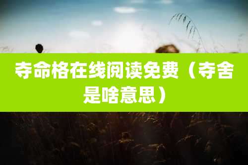 夺命格在线阅读免费（夺舍是啥意思）