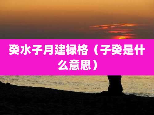 癸水子月建禄格（子癸是什么意思）