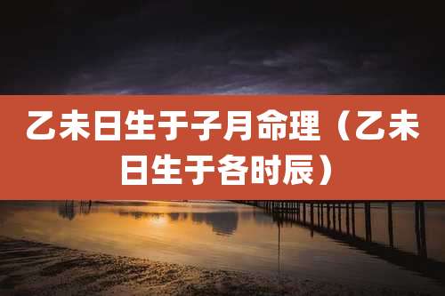 乙未日生于子月命理（乙未日生于各时辰）