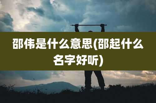 邵伟是什么意思(邵起什么名字好听)