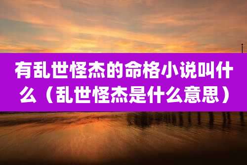 有乱世怪杰的命格小说叫什么(乱世怪杰是什么意思)