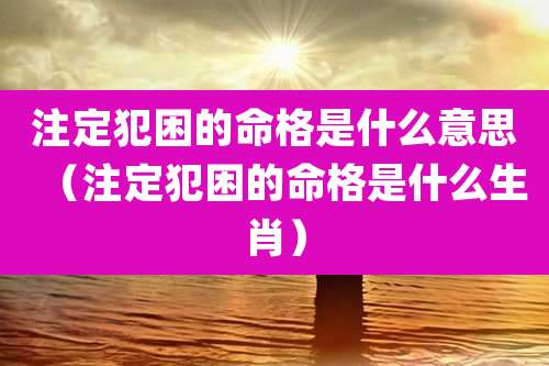 注定犯困的命格是什么意思(注定犯困的命格是什么生肖)