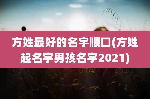 方姓最好的名字顺口(方姓起名字男孩名字2021)