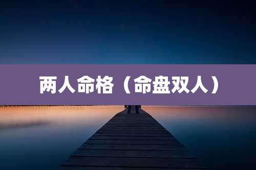 两人命格（命盘双人）