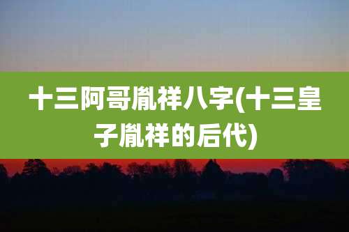 十三阿哥胤祥八字(十三皇子胤祥的后代)