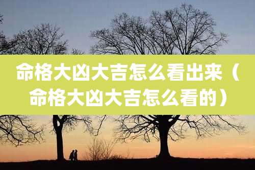 命格大凶大吉怎么看出来（命格大凶大吉怎么看的）