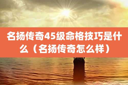 名扬传奇45级命格技巧是什么（名扬传奇怎么样）