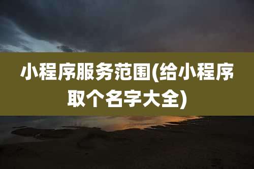 小程序服务范围(给小程序取个名字大全)