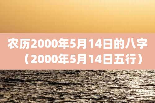 农历2000年5月14日的八字（2000年5月14日五行）