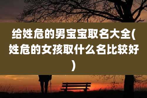 给姓危的男宝宝取名大全(姓危的女孩取什么名比较好)