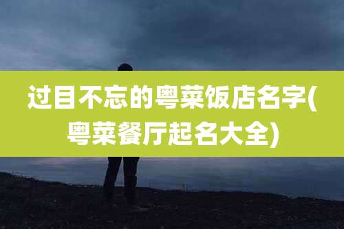 过目不忘的粤菜饭店名字(粤菜餐厅起名大全)